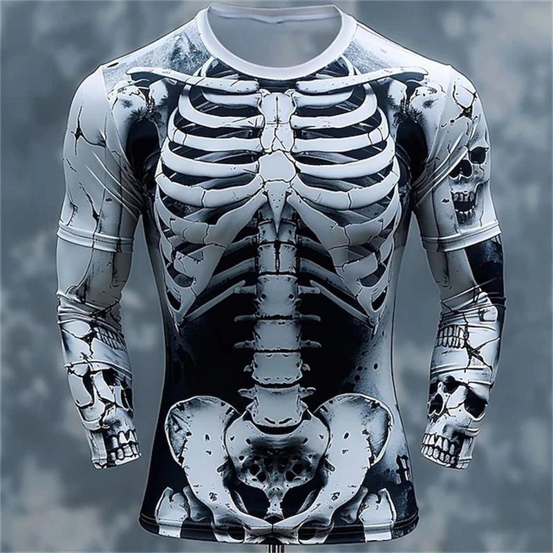 3D 프린팅 기법으로 제작된 해골 패턴 티셔츠, 남성용 - 3D Printing Custom 리뷰 및 가격