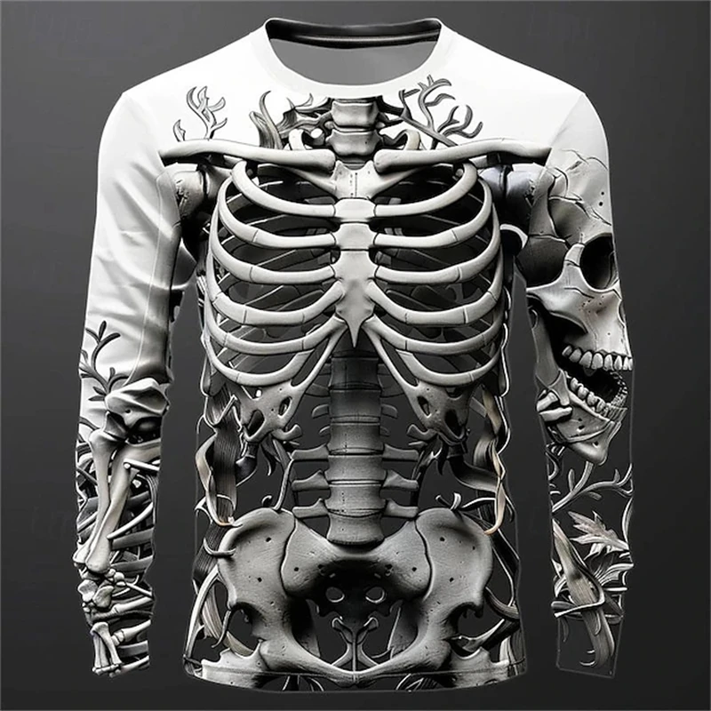 3D 프린팅 기법으로 제작된 해골 패턴 티셔츠, 남성용 - 3D Printing Custom 리뷰 및 가격