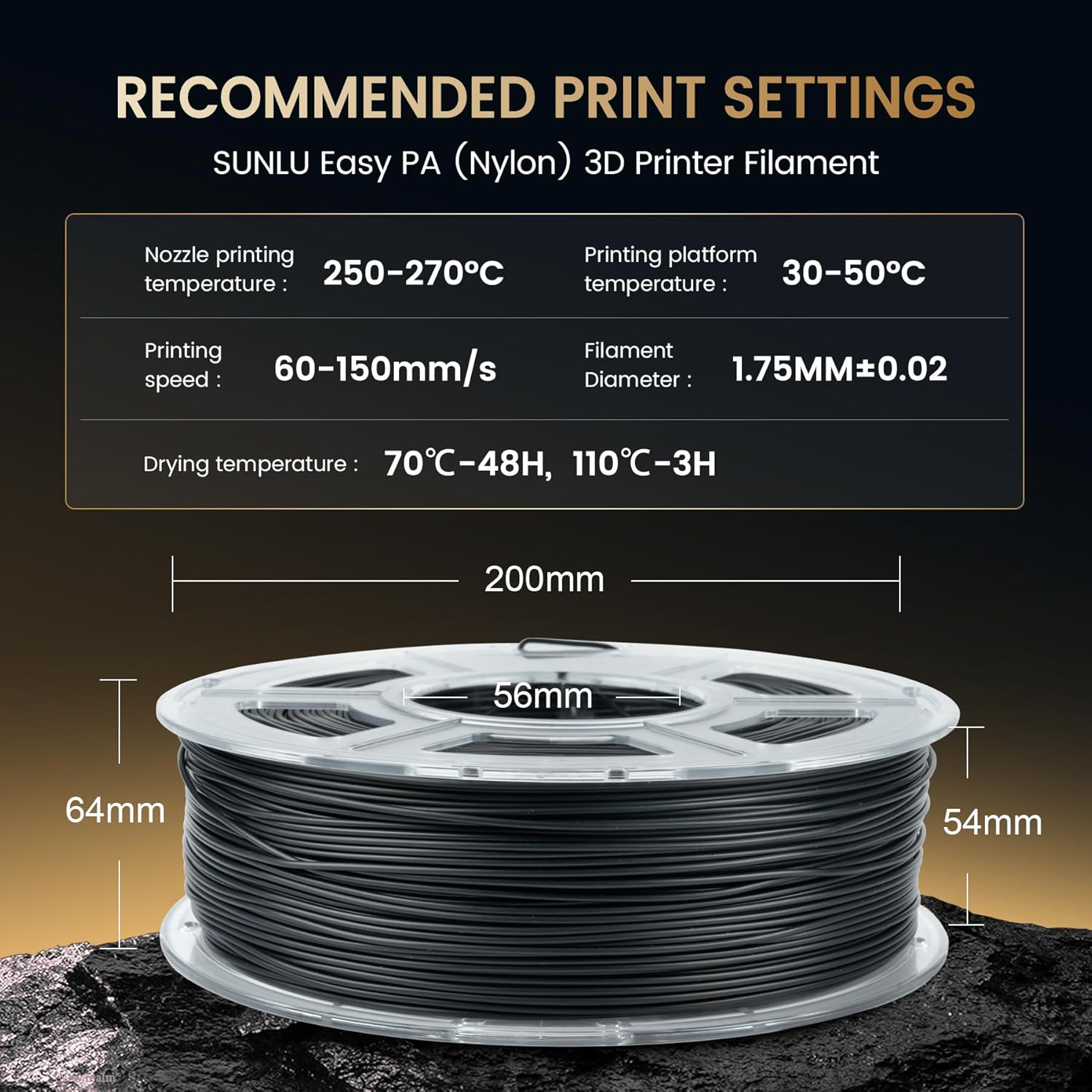 SUNLU 2KG 쉽게 인쇄 가능한 나일론/PA6-GF - 3D Printing Nylon 리뷰 및 가격